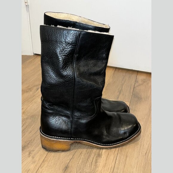 Frye Vintage Black Leather High Boots Women’s Size 12 - Picture 4 of 14